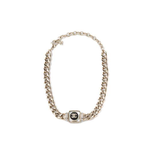 Chanel Square Stud With Crystal CC Logo Choker LGHW