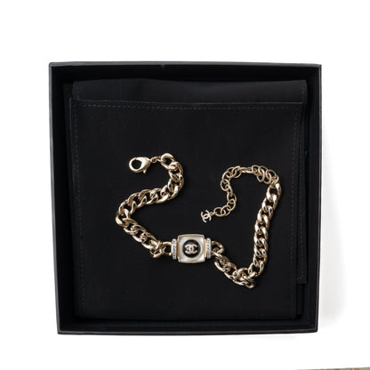 Chanel Square Stud With Crystal CC Logo Choker LGHW