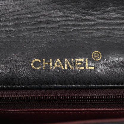 CHANEL Mini Matelasse Chain Flap Shoulder Bag Lamb Skin Black Gold ai651A