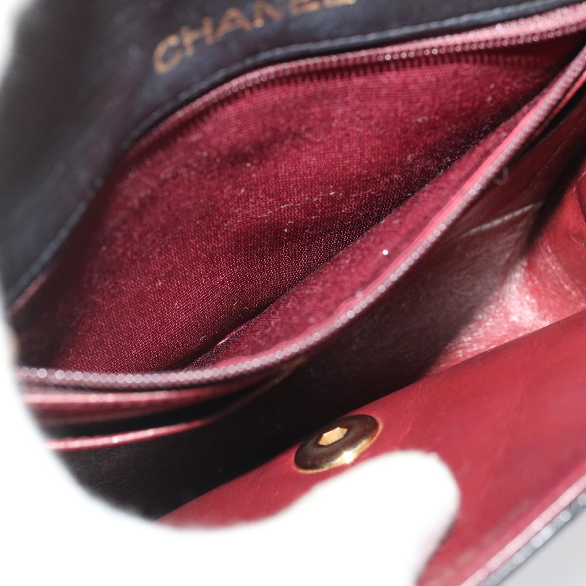CHANEL Mini Matelasse Chain Flap Shoulder Bag Lamb Skin Black Gold ai651A