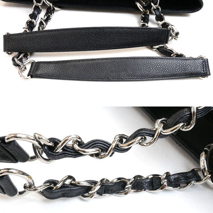 Chanel Caviar Skin Chain Tote Bag Black