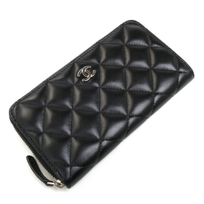Chanel Matelasse Small Zip Wallet Black AP0226