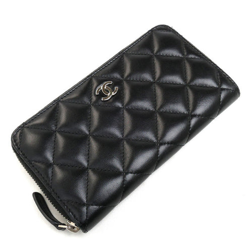Chanel Matelasse Small Zip Wallet Black AP0226