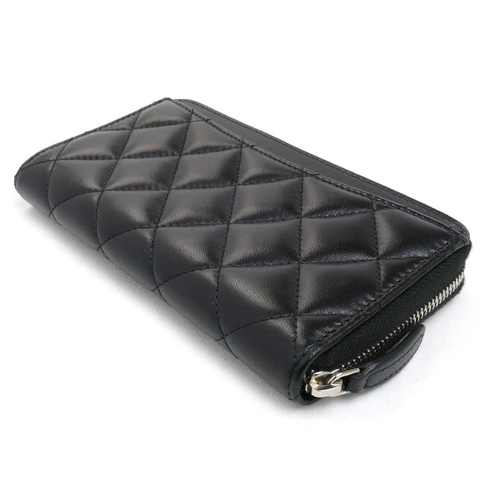 Chanel Matelasse Small Zip Wallet Black AP0226