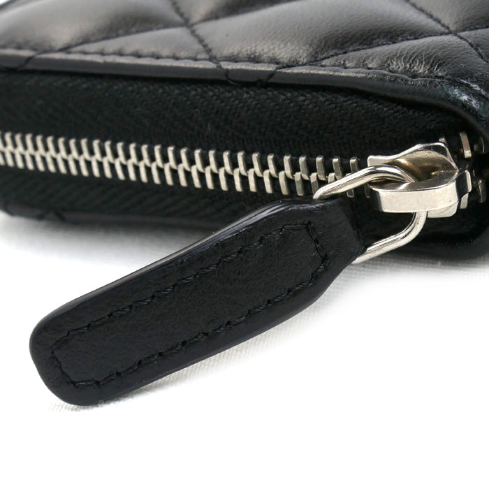 Chanel Matelasse Small Zip Wallet Black AP0226