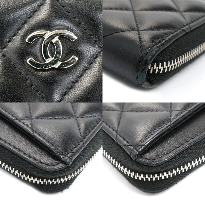 Chanel Matelasse Small Zip Wallet Black AP0226