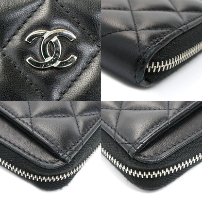 Chanel Matelasse Small Zip Wallet Black AP0226