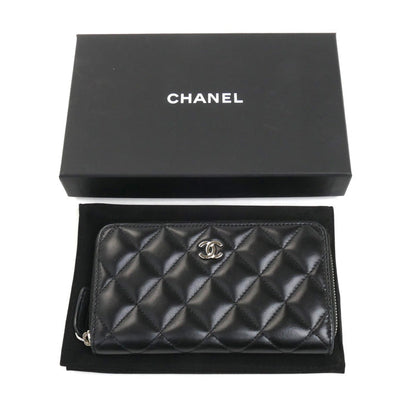 Chanel Matelasse Small Zip Wallet Black AP0226
