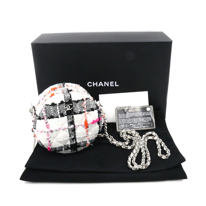 Chanel Tweed Round Mini Classic Chain Shoulder Bag