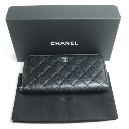 Chanel Caviar Skin Round Zip Wallet Black