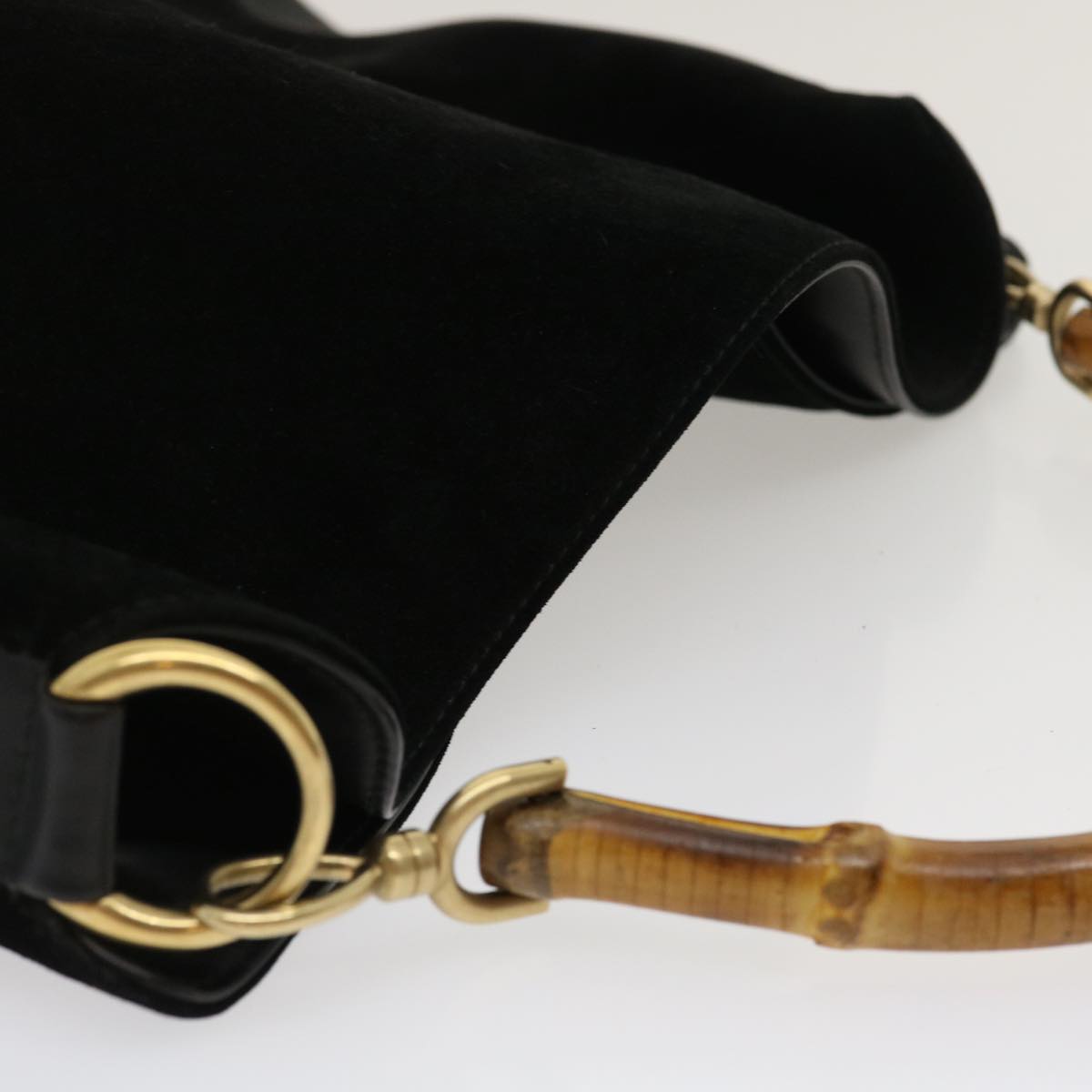 GUCCI Bamboo Shoulder Bag Leather Suede Brown  ki1821
