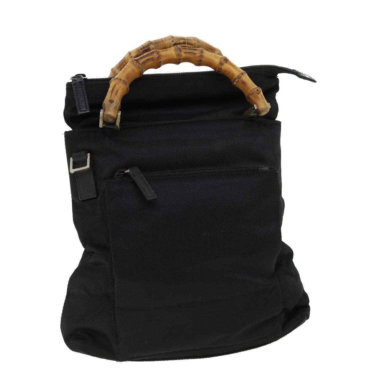 GUCCI Bamboo Hand Bag Nylon Black  ki2495