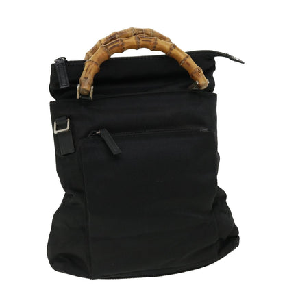 GUCCI Bamboo Hand Bag Nylon Black  ki2495