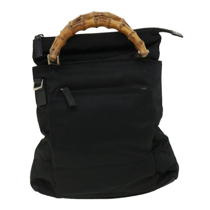 GUCCI Bamboo Hand Bag Nylon Black  ki2495