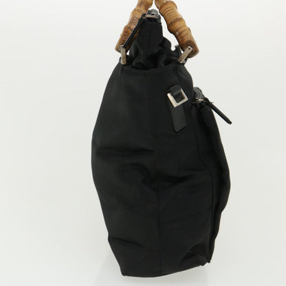 GUCCI Bamboo Hand Bag Nylon Black  ki2495