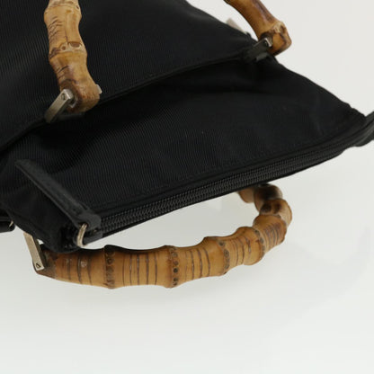 GUCCI Bamboo Hand Bag Nylon Black  ki2495