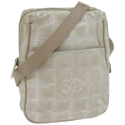 CHANEL New Travel Line Shoulder Bag Nylon Beige CC ki4086
