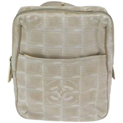 CHANEL New Travel Line Shoulder Bag Nylon Beige CC ki4086