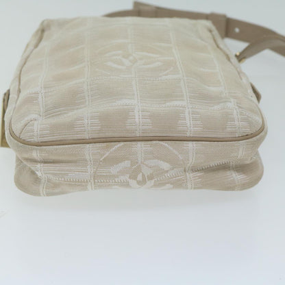 CHANEL New Travel Line Shoulder Bag Nylon Beige CC ki4086