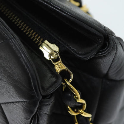 CHANEL Matelasse Chain Shoulder Bag Lamb Skin Black CC ki4411
