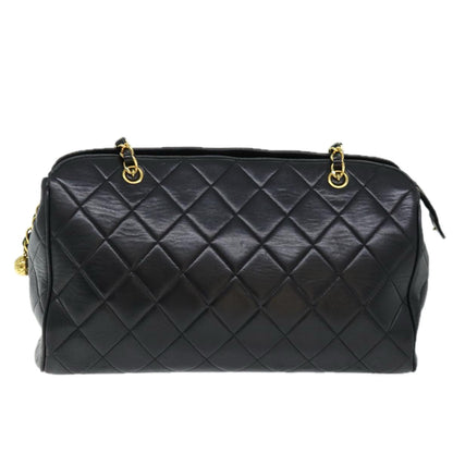 CHANEL Matelasse Chain Shoulder Bag Lamb Skin Black CC ki4411