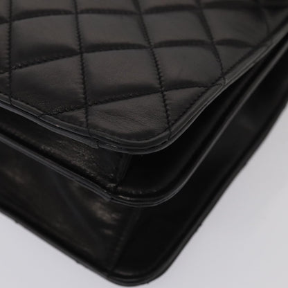 CHANEL Matelasse Business Bag Lamb Skin 2way Black Gold CC ki4737