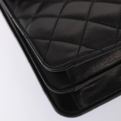 CHANEL Matelasse Business Bag Lamb Skin 2way Black Gold CC ki4737
