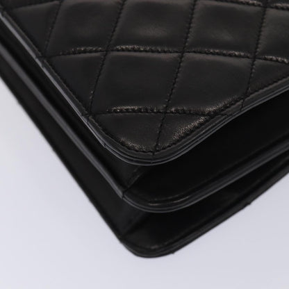 CHANEL Matelasse Business Bag Lamb Skin 2way Black Gold CC ki4737