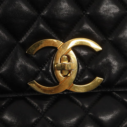CHANEL Matelasse Business Bag Lamb Skin 2way Black Gold CC ki4737
