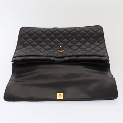 CHANEL Matelasse Business Bag Lamb Skin 2way Black Gold CC ki4737