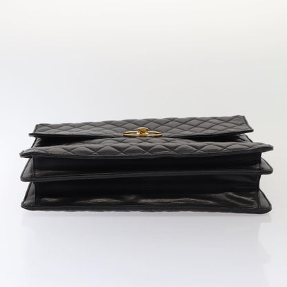 CHANEL Matelasse Business Bag Lamb Skin 2way Black Gold CC ki4737