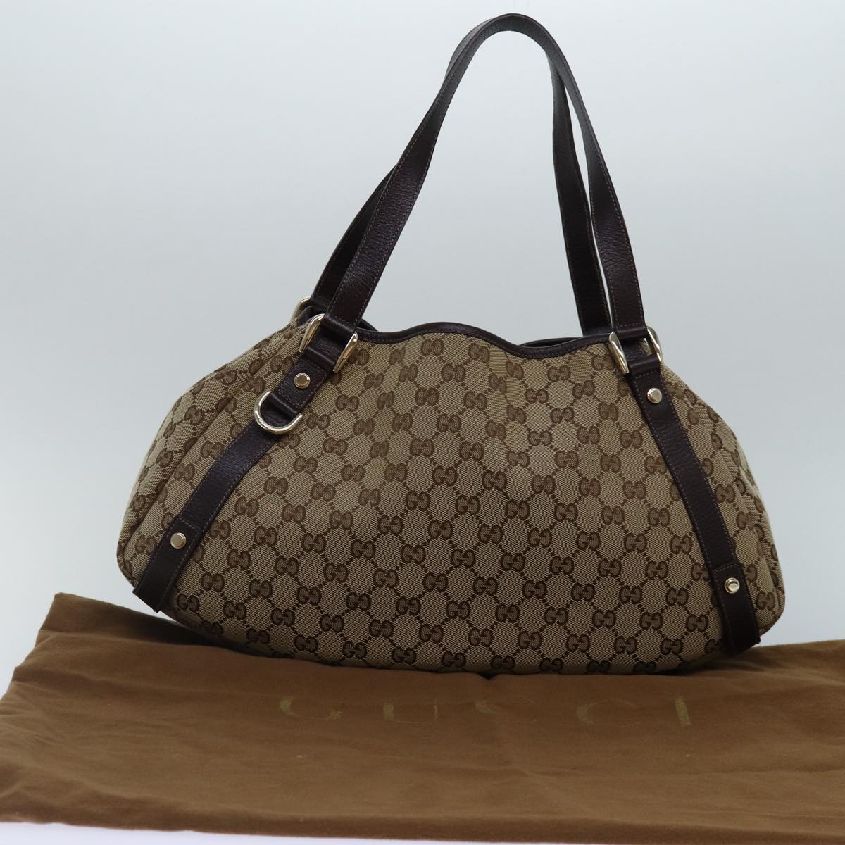 GUCCI GG Canvas Tote Bag Gold Beige 130736  ki4869