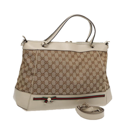 GUCCI GG Canvas Web Sherry Line Tote Bag 2way Red Beige Green 257349  ki4871