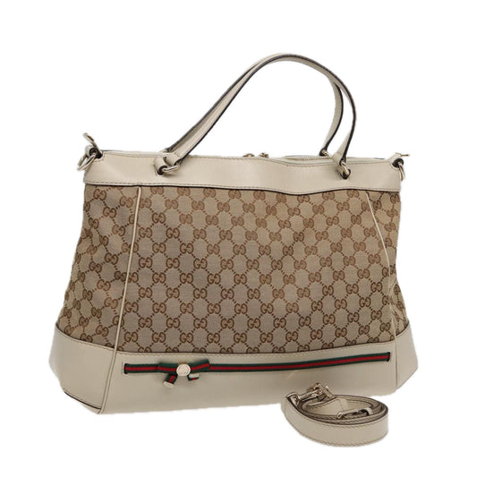 GUCCI GG Canvas Web Sherry Line Tote Bag 2way Red Beige Green 257349  ki4871