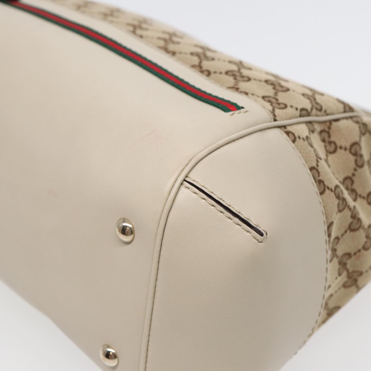 GUCCI GG Canvas Web Sherry Line Tote Bag 2way Red Beige Green 257349  ki4871