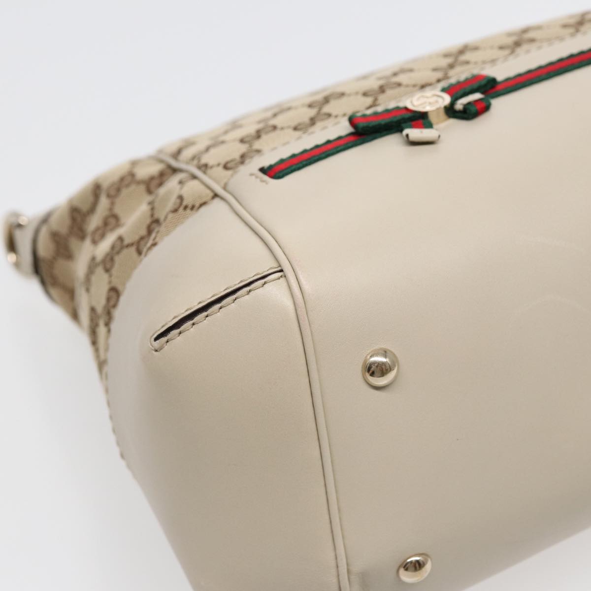 GUCCI GG Canvas Web Sherry Line Tote Bag 2way Red Beige Green 257349  ki4871