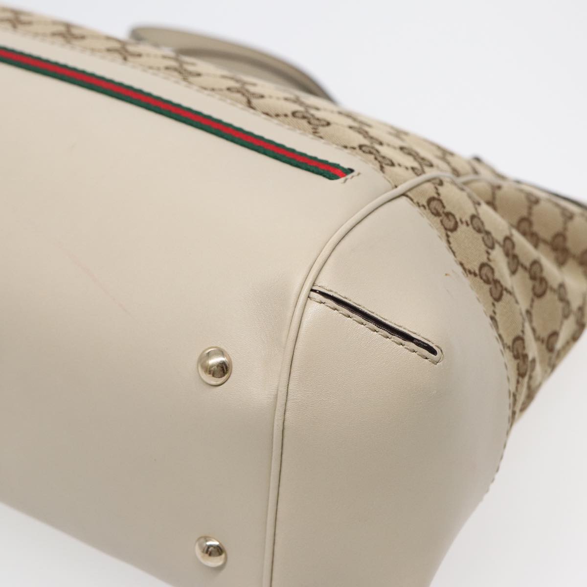 GUCCI GG Canvas Web Sherry Line Tote Bag 2way Red Beige Green 257349  ki4871