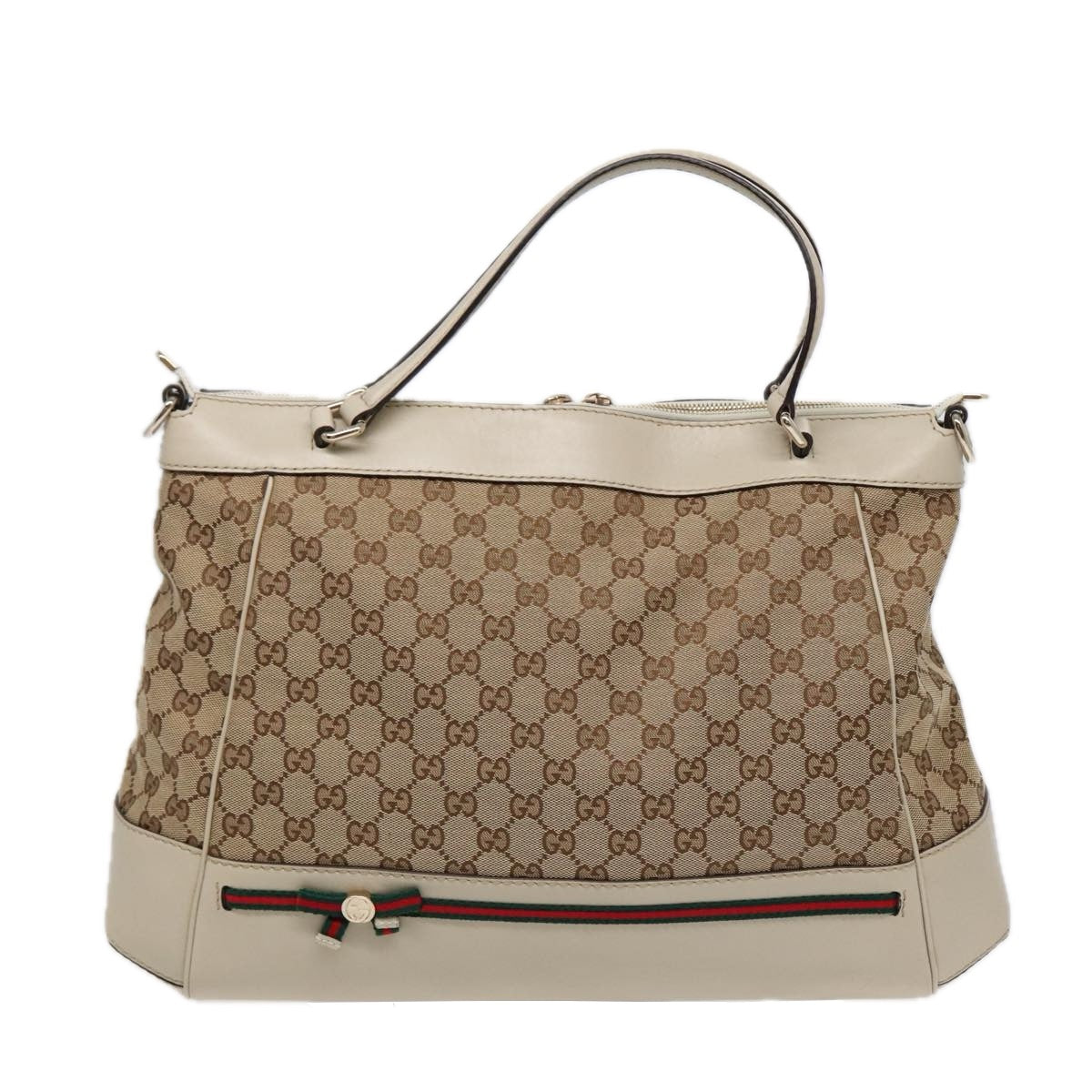 GUCCI GG Canvas Web Sherry Line Tote Bag 2way Red Beige Green 257349  ki4871