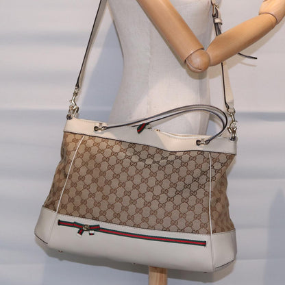GUCCI GG Canvas Web Sherry Line Tote Bag 2way Red Beige Green 257349  ki4871