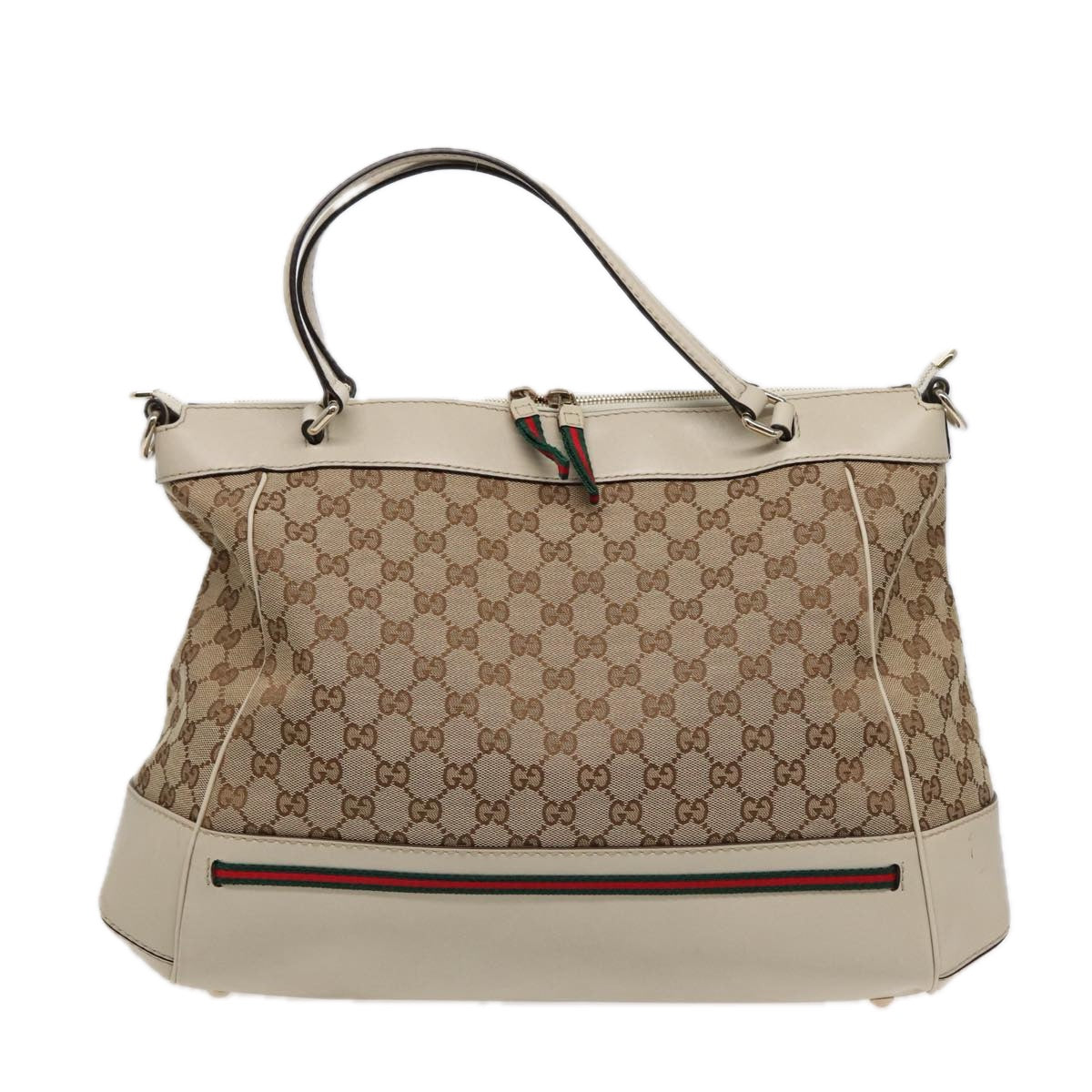 GUCCI GG Canvas Web Sherry Line Tote Bag 2way Red Beige Green 257349  ki4871