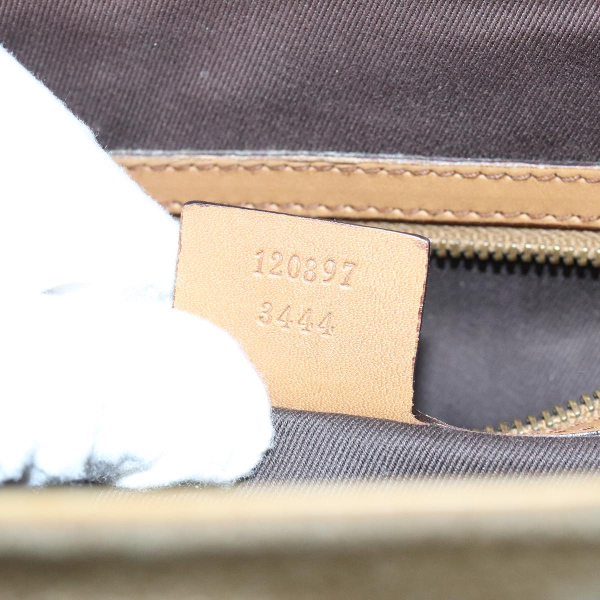 GUCCI GG Canvas Tote Bag Suede Studs Brown Gold 120897  ki5094
