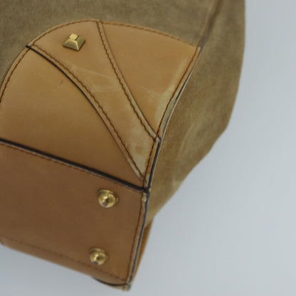 GUCCI GG Canvas Tote Bag Suede Studs Brown Gold 120897  ki5094