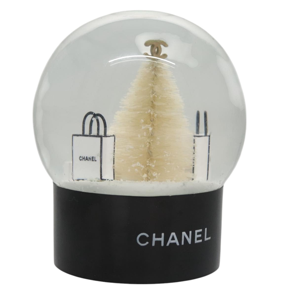 CHANEL Snow Globe Glass Clear CC ki5303