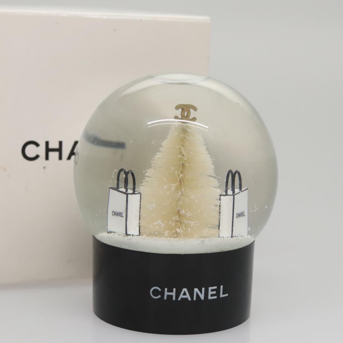 CHANEL Snow Globe Glass Clear CC ki5303