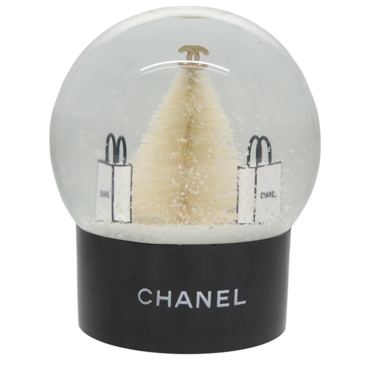 CHANEL Snow Globe Glass Clear CC ki5303
