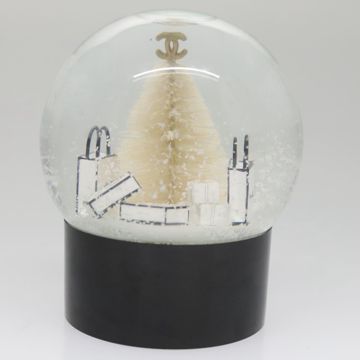 CHANEL Snow Globe Glass Clear CC ki5303