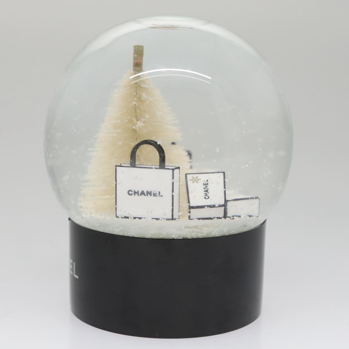 CHANEL Snow Globe Glass Clear CC ki5303