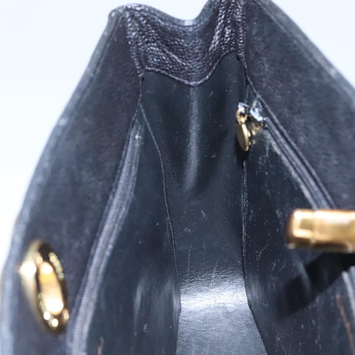 CHANEL Matelasse Chain Shoulder Bag Caviar Skin Black Gold CC ki5432