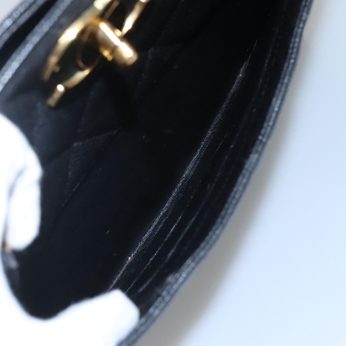 CHANEL Matelasse Chain Shoulder Bag Caviar Skin Black Gold CC ki5432