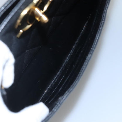 CHANEL Matelasse Chain Shoulder Bag Caviar Skin Black Gold CC ki5432